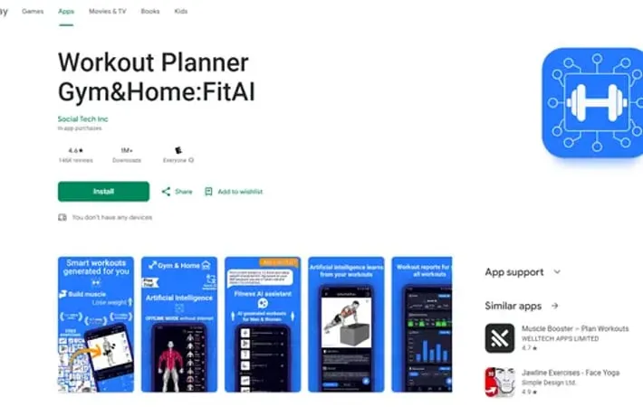 Workout Planner Gym&Home:FitAI